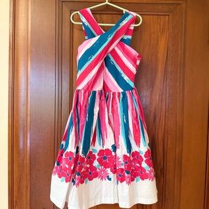 Floral And Striped Criss-cross Dress